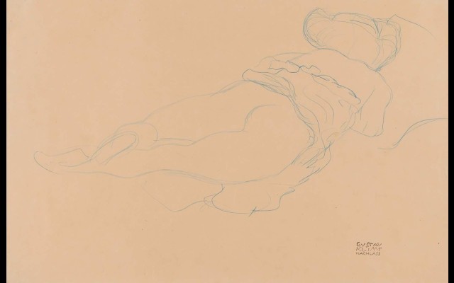 Auf dem Bauch liegender Halbakt nach rechts (Semi-nude Lying on her Stomach turned to the Right)