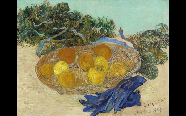 Still Life of Oranges and Lemons with Blue Gloves (1889)