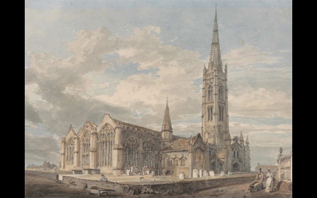 North East View of Grantham Church, Lincolnshire (ca. 1797)