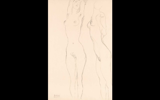 Two Nudes, the Left One with Raised Arms (1916-1917)
