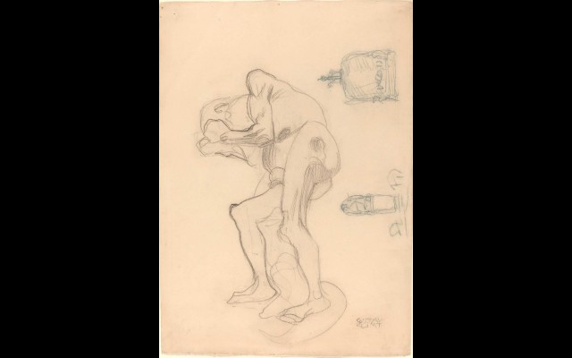 Study of a Nude Old Woman Clenching Her Fists, and Two Decorative Objects (c. 1901)