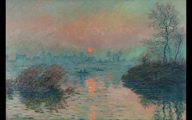 Soleil couchant sur la Seine à Lavacourt, effet d’hiver (1880)