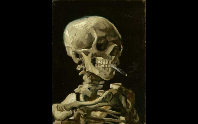 Head Of A Skeleton With A Burning Cigarette