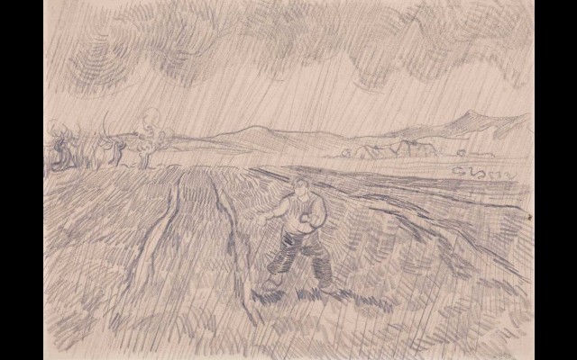 Enclosed field with a sower in the rain (1890)