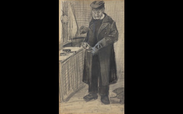 Man Polishing A Boot (1882)