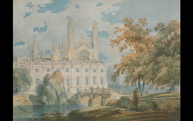 Clare Hall and King’s College Chapel, Cambridge, from the Banks of the River Cam (1793)