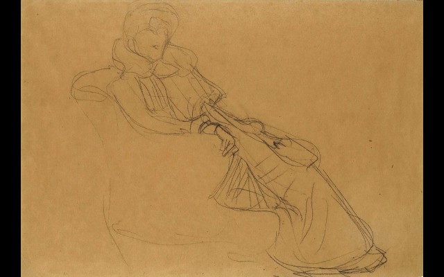 Sitzend Nach Rechts Im Dreiviertelprofil (Seated Figure From The Right In Three-Quarter Profile)