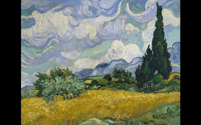 Wheat Field with Cypresses (1889)