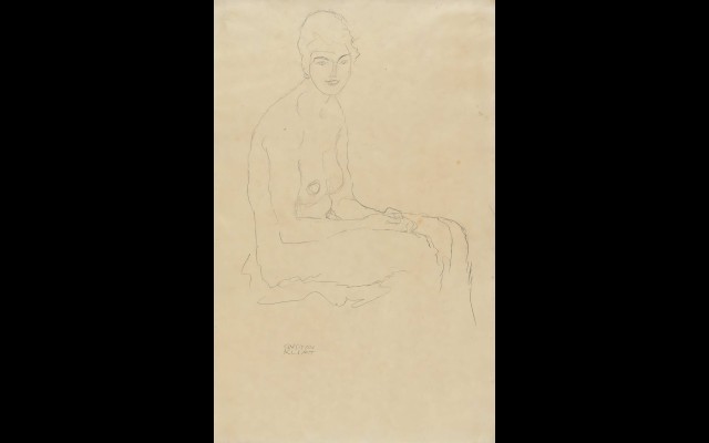 Sitzender Akt nach rechts (circa 1916-1917)