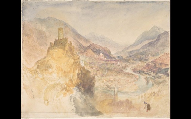 Chatel Argent and the Val d’Aosta from above Villeneuve (1836)