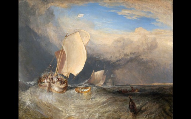 Fishing Boats with Hucksters Bargaining for Fish (1837)