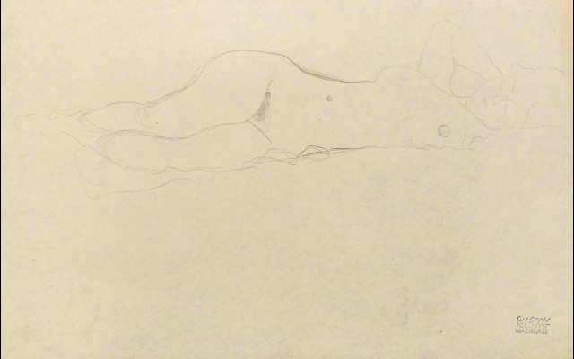 Reclining female nude with her hands behind her head