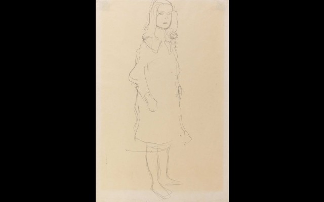 Mäda Primavesi, with coat, standing (1912-1913)